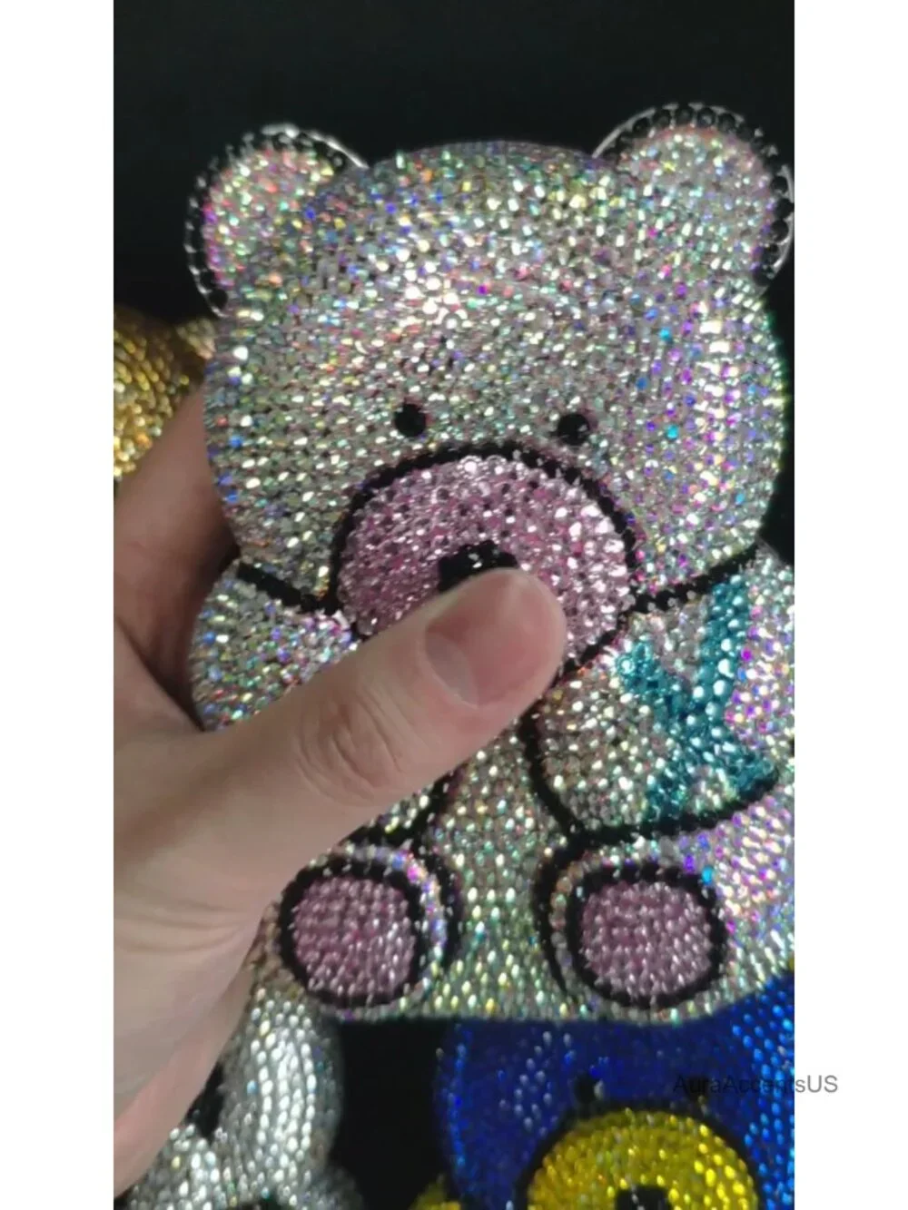 Crystal Bear Evening Clutch Purse Rhinestone Handbag Party
